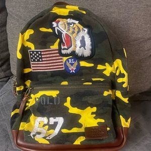 Polo  Ralph Lauren Camo Backpack w/leather accents